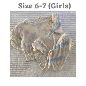 GAP Kids Girls Tie Dye Sweatshirt & Pants Set Size 6-7 Multicolor Cotton Blend